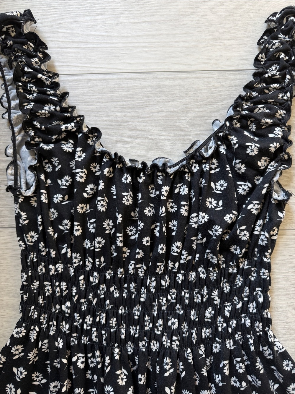 Urban Outfitters Black Mini Dress with White Floral Print - Picture 3 of 3
